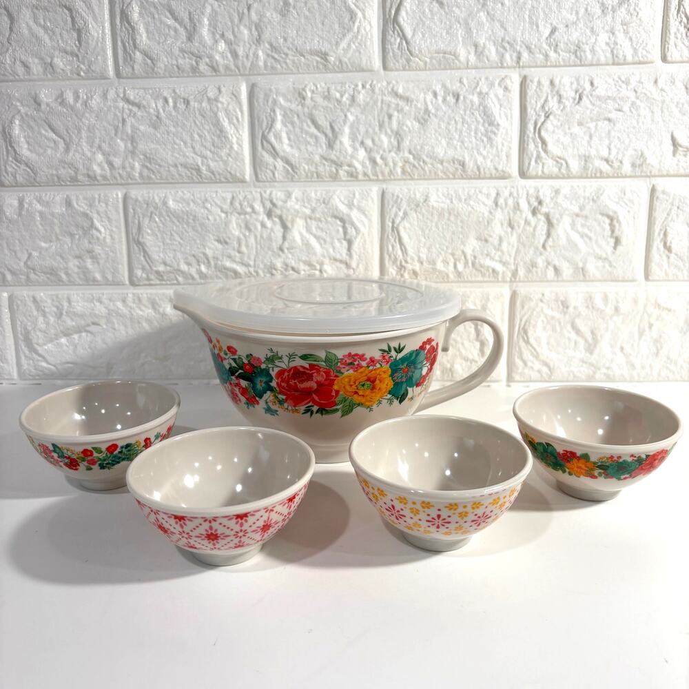 Pioneer Woman Blooming Bouquet Bowl and Cup Set Floral